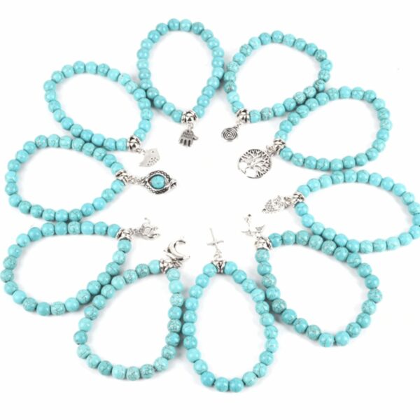 vintage turquoise summer trend bracelet with 12 different charms pendants to choose from