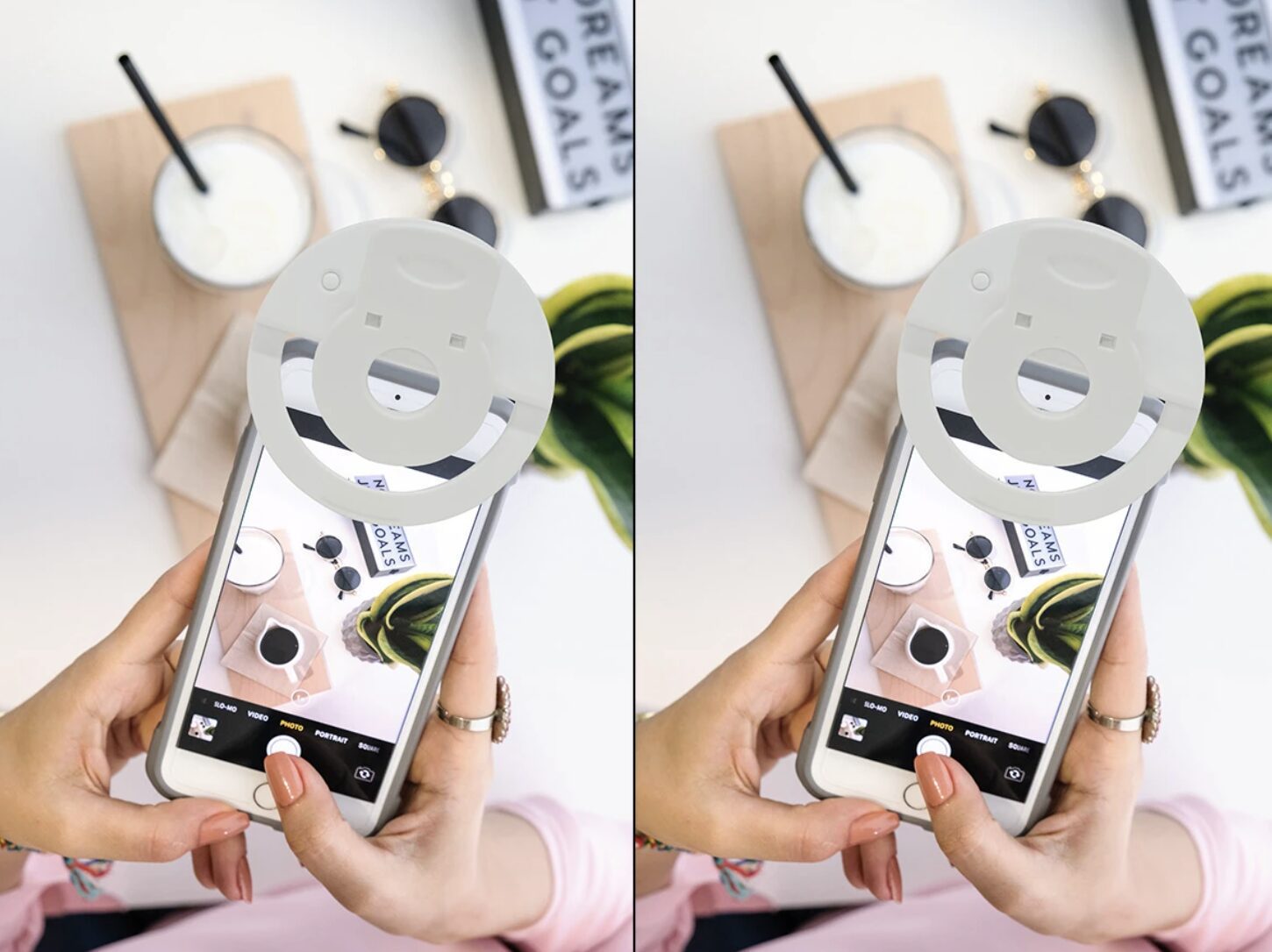 perfekt selfie camera light flat lays product photography