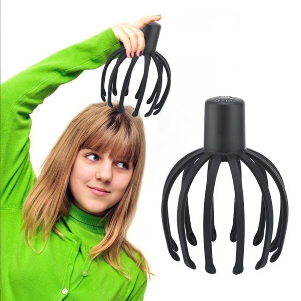 electric octopus scalp massager woman in green